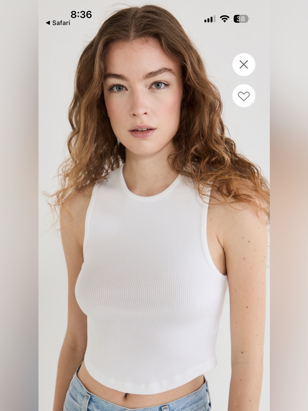 AGOLDE Nova Ribbed Tank Top in White Size XS NWT